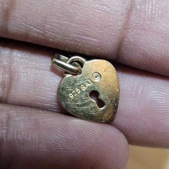 SAI Sterling Silver 925 Gold Plated Heart Key And Lock Charm/Pemdant Lot 3 Grams - Picture 5 of 7